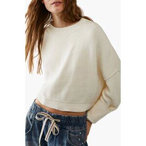 Free People Easy Street Crop Pullover Cream